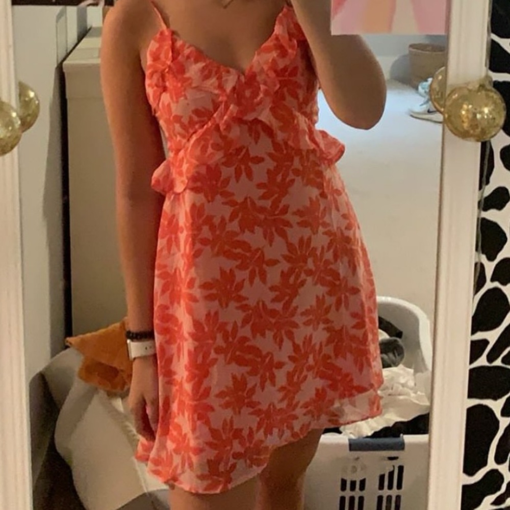 Francesca's Collections Orange Floral Dress
